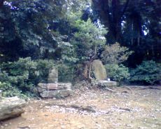 疫神社境内の小石仏と庚申塔